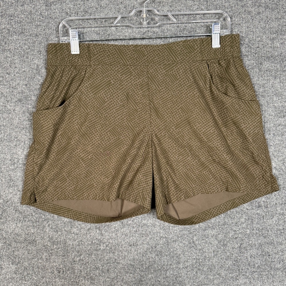 Toad&Co Size Medium Pull On Shorts Olive Green Animal Print Elastic Waistband